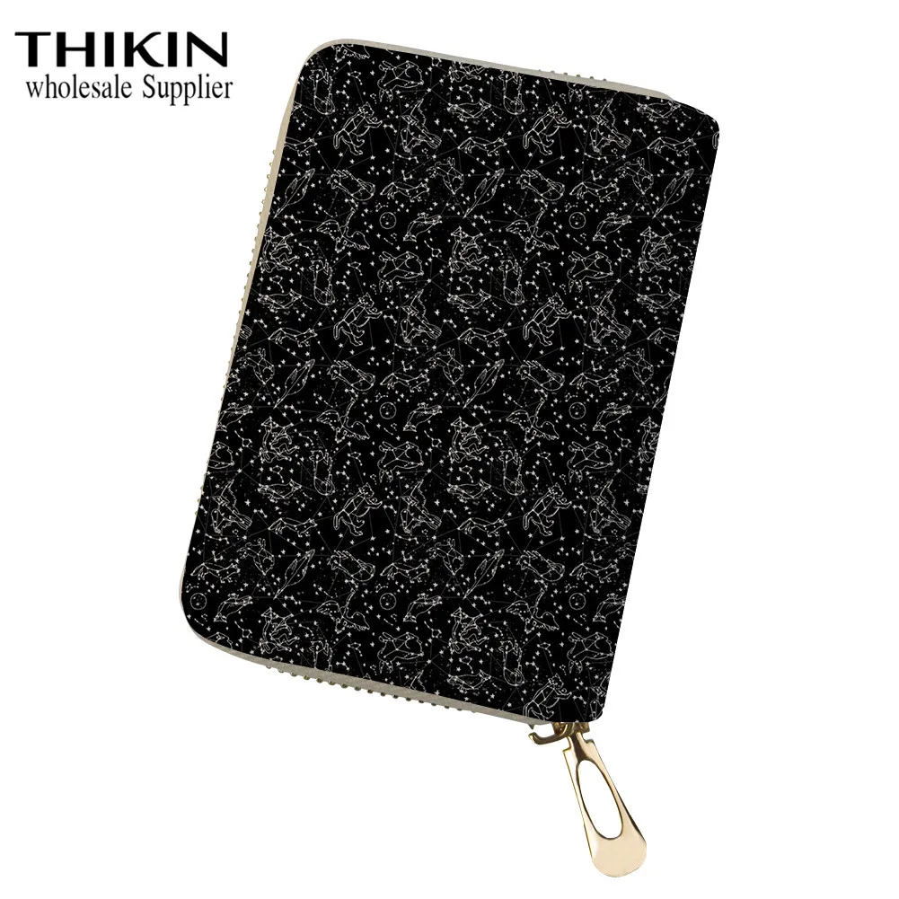 THIKIN Starry Animal Origami Pattern Women Card Holder Female Fashion Leather Wallet Ladies Travel Card& Id Holders Cardholder - Цвет: as picture