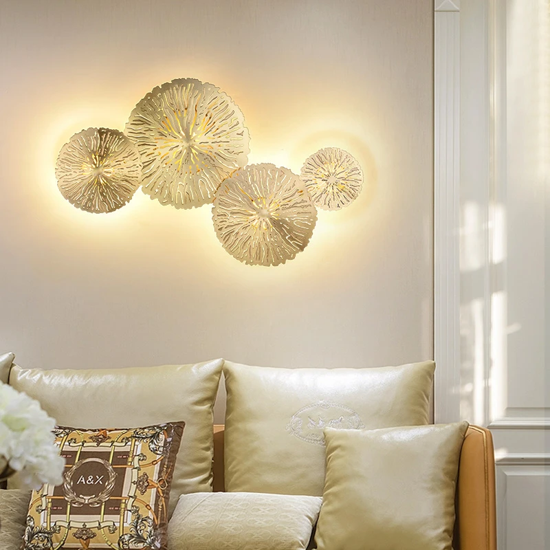 Современный цветок лотоса золотой настенный светильник LED из нержавеющей стали