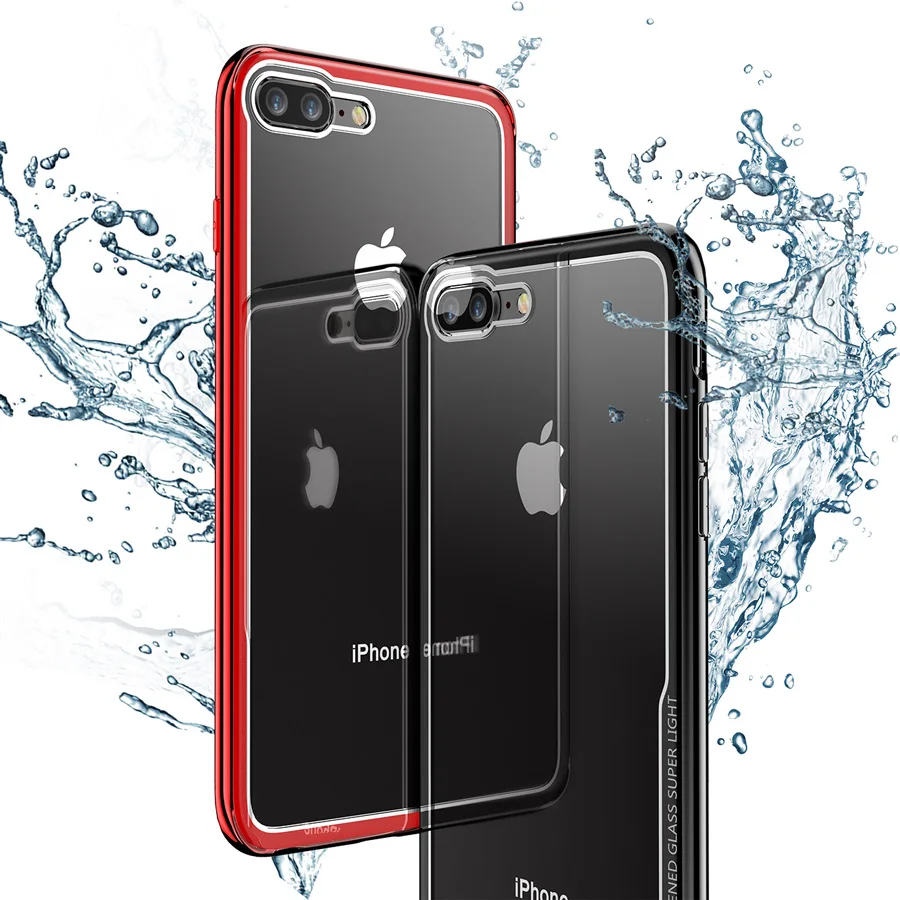 Роскошное закалённое стекло с покрытием чехол для iPhone 8 7 6 6s Plus прозрачный ТПУ стекло задняя крышка для iPhone X XR XS Max бампер чехол