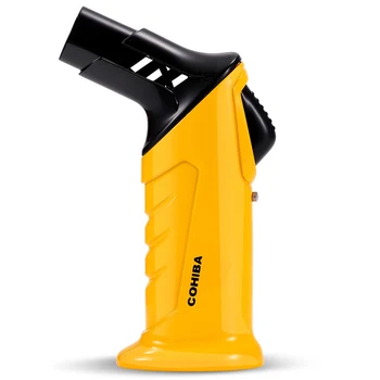 

COHIBA Business Windproof Torch Refillable Cigar Lighters 2 Jet Flame Cigar Cigarette Lighter Adjustable Portable W/Gift Box
