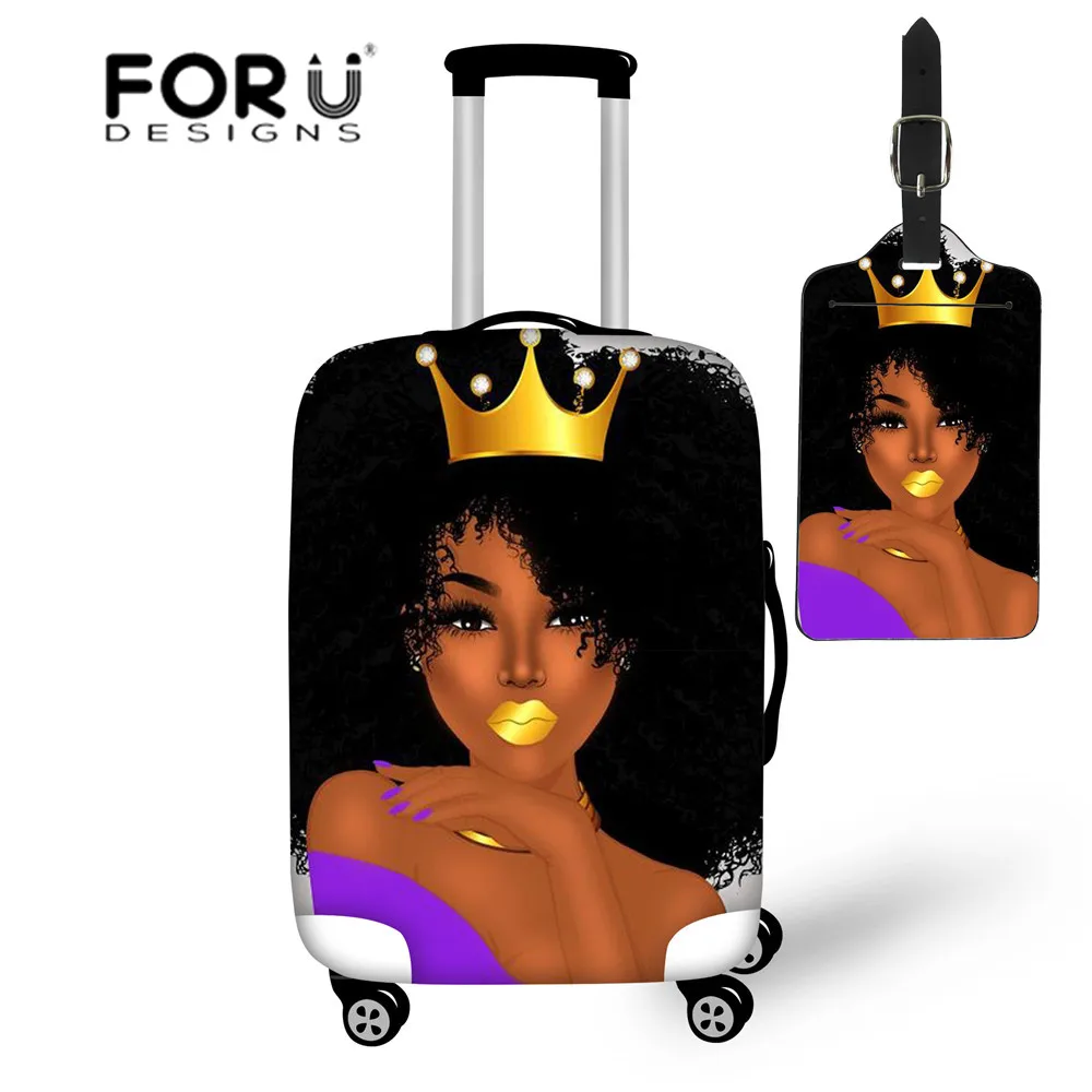 Дорожные аксессуары FORUDESIGNS Женский Чехол для багажа черных девушек Африканский