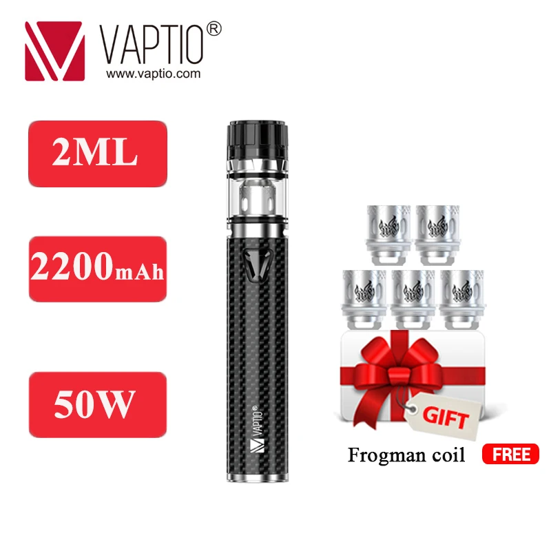 

2200mAh 50W vape kit Vaptio Solo F2 electronic cigarette kit with Atomizer capacity of 2.0ml built in battery e cig kit