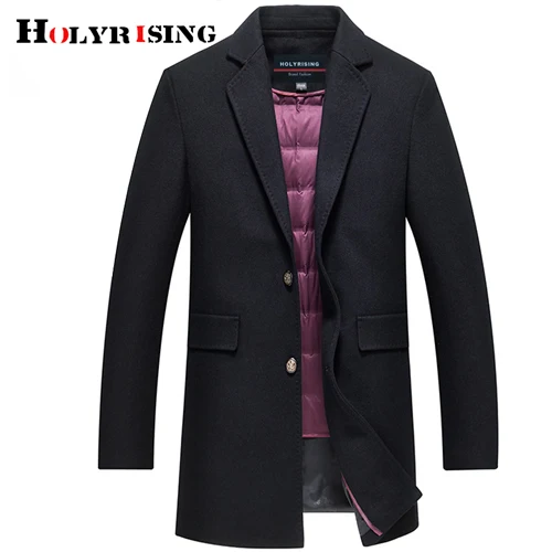 Holyrising мужские шерстяные пальто с пуховым жилетом Регулируемый жилет длинная теплая верхняя одежда утепленная верхняя одежда мужские ветрозащитные куртки 19014-5 - Цвет: Black