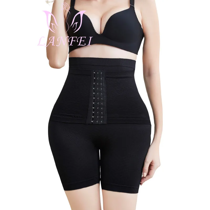 LANFEI женский тренажер для талии Cincher корсет, пояс для похудения Faja, контроль живота, подтяжка, нижнее белье, Корректирующее белье, усилитель бедер с крючками - Цвет: Black