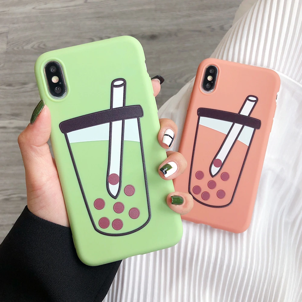 SUYACS, молочный чай, четырехугольный чехол для телефона, для iphone 7, 8 Plus, X, XS, MAX, XR, 6, 6 S, прозрачный Ультратонкий Мягкий чехол для телефона из ТПУ