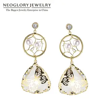 

NEOGLORY Butterfly with Crystal & Pearl Earrings In Drop Earrings For Women 2020 Statement