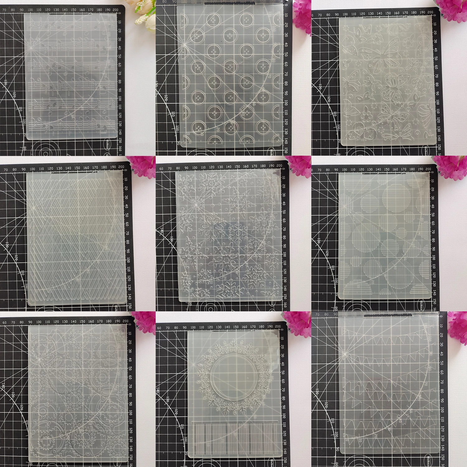 AZSG Musical Notes/Butterfly/Flag Embossing Folders for Scrapbook DIY Paper Cutting Dies Scrapbooking Plastic Embossing Folder