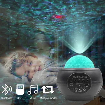 

Night Light Water Wave Atmosphere With Remote Control Star Projector Ceiling Bluetooth Music Stage Kids Gift LED Lamp Magic