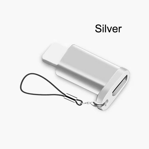 Silver VOXLINK Mini Micro USB для освещения 8-контактный адаптер для Apple с брелоком для iphone X XS XR 8 7 Plus Синхронизация зарядного устройства OTG конвертер - Цвет: Silver
