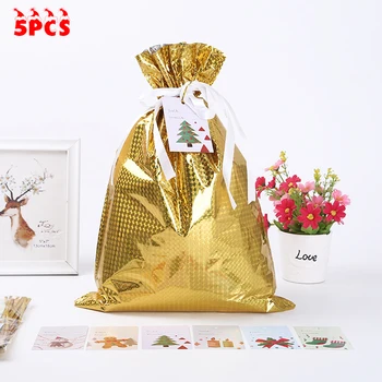 

5pcs Gift Bags Drawstring Party Candy Empty Wrapping Festivals Portable