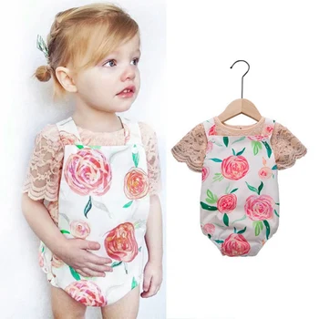 

Cute Lace Baby Bodysuits Summer Newborn Girls Clothing Print Climbing Suit Jumpsuits Baby Boy Clothes Bebe Body Suit