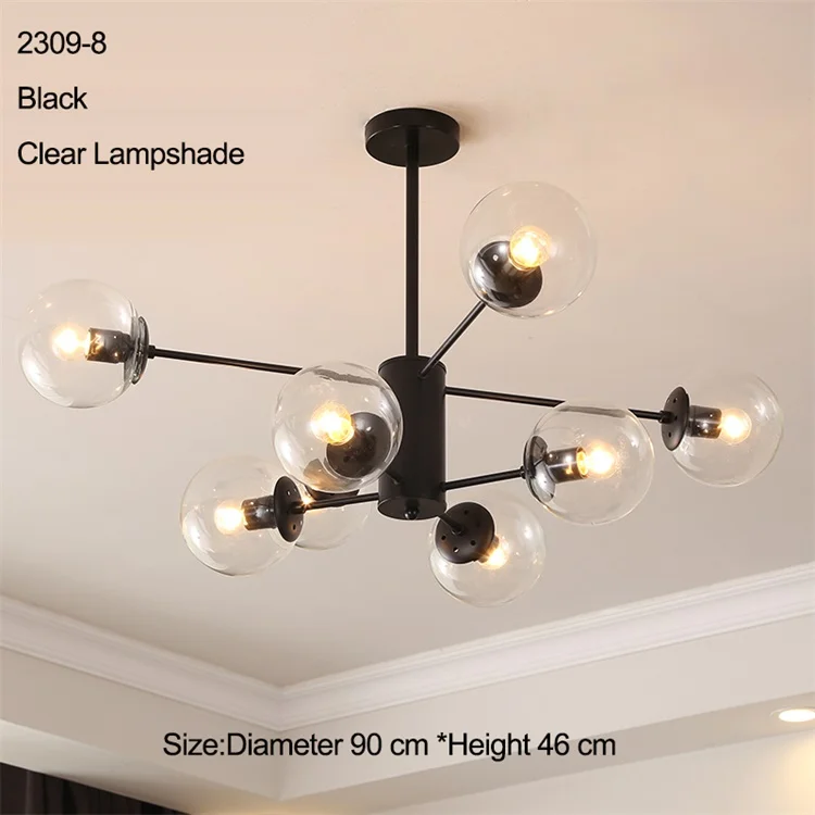 8 light black clear Волшебная молекулярная структура бобов стеклянная люстра для спальни гостиной украшения для комнаты светильники французская страна - Цвет абажура: 8 light black clear