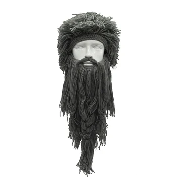 

2020 Unisex Crazy Wig Long Beard Personality Beanies Vikings Hats Handmade Winter Cosplay Gifts Funny Xmas Costumes Caps