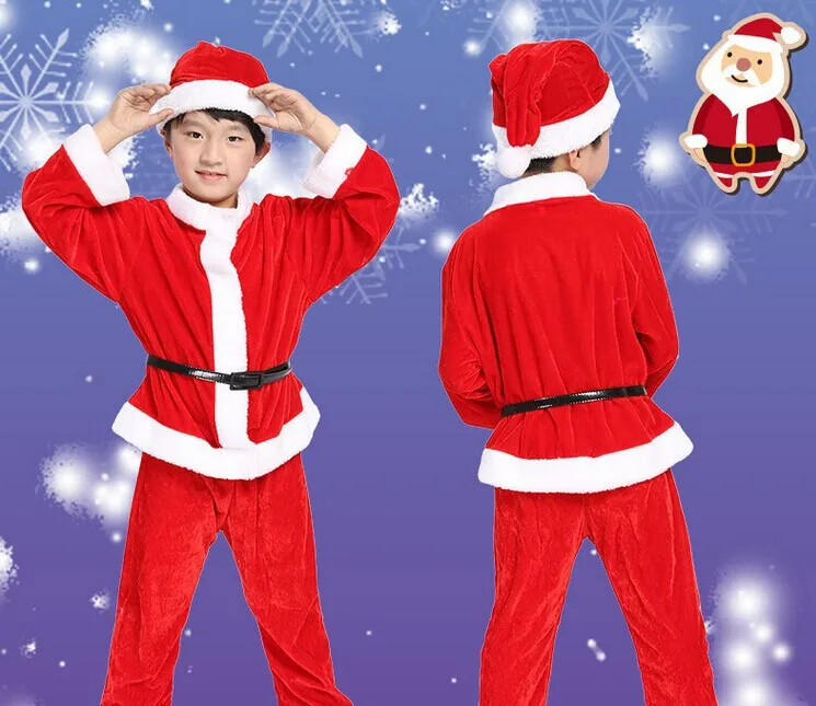Рождественский костюм Санта-Клауса для маленьких девочек, костюмы для косплея с длинными рукавами для мальчиков, красный комбинезон для маленьких девочек, милое зимнее платье для малышей, 2 предмета