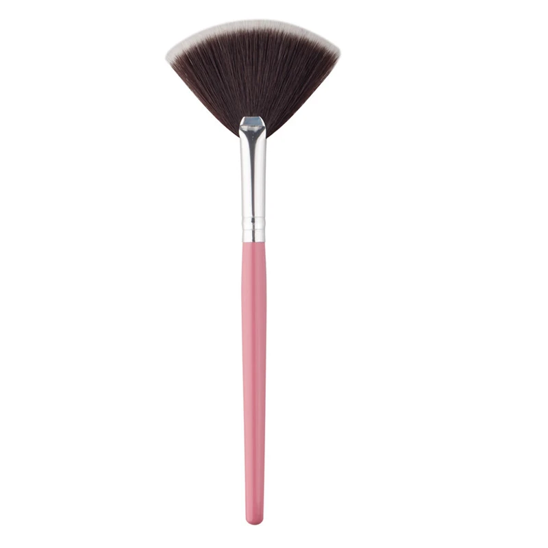 silver and pink Веерная форма пудра Кисть для корректора, растушевки Профессиональный хайлайтер косметическое средство основа для макияжа Кисти инструменты - Handle Color: silver and pink