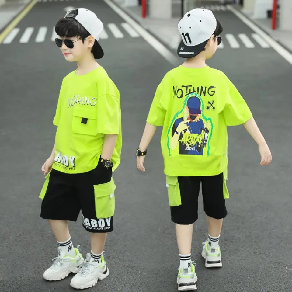 

Summer Baby Boy Clothes Suit Children Fashion Letter Printed T-Shirt +Shorts Hip HopBoy Set Casual Sports Outfit 4 5 6 7 8 Year