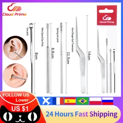 1-4Pcs Double-ended Stainless Steel Spiral Ear Pick Spoon Ear Wax Removal Cleaner Ear Tool Multi-function Portable