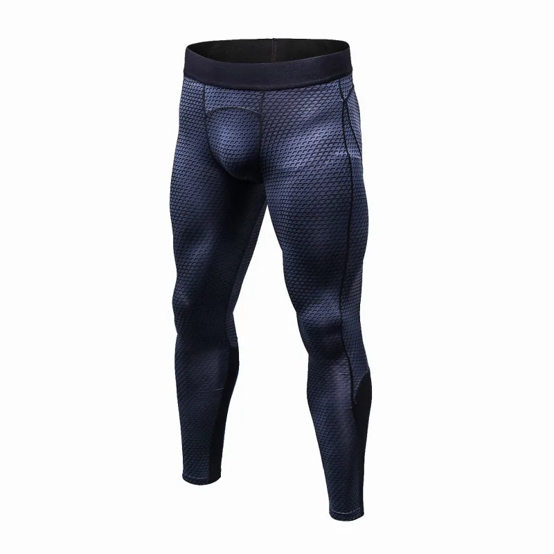 Мужские компрессионные штаны для фитнеса, леггинсы, спортивные Леггинсы для бега, быстросохнущие спортивные брюки, штаны для тренировок, фитнес-колготки - Цвет: Черный