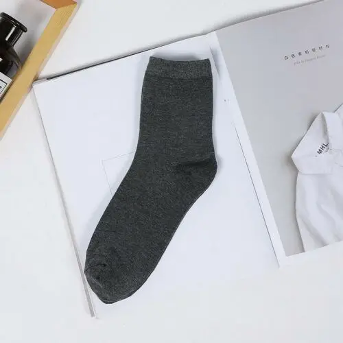 4 пара/лот = 8 шт., однотонные повседневные мужские модные носки, Осень-зима, теплые хлопковые носки, деловые мужские носки - Цвет: Dark gray J