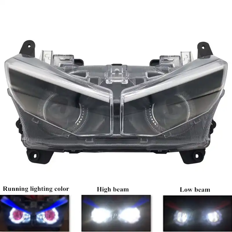 変更されたオートバイnmax155 Nmaxヘッドランプヘッドライトhidランプセットカーボンファイバーフロントカバーマスクパネルヤマハnmax 16 19 Aliexpress