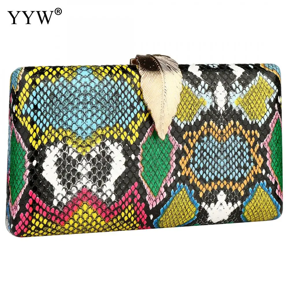 Разноцветные женские сумочки и сумочки со змеиным узором, вечерняя сумочка, клатчи для свадебного банкета, большая вместительность, 210x130x40 мм