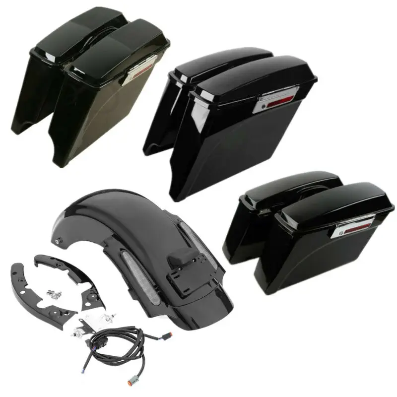 

Motorcycle Painted Saddlebag LED Rear Fender For Harley Touring Road Street Electra Glide FLHX FLHR 09-13