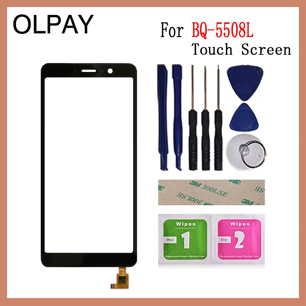 OLPAY мобильный сенсорный экран для телефона для BQ 5508L BQ-5508L Next LTE 5,4" дюймовый сенсорный экран стекло дигитайзер панель объектив сенсор стекло - Цвет: Black With Tools