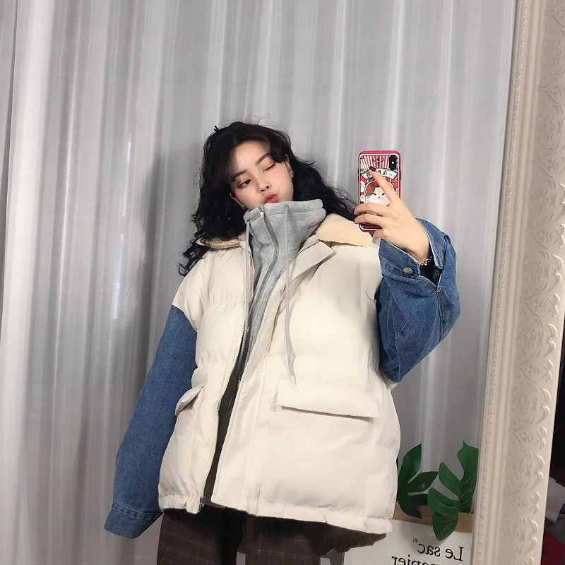 Зимняя толстовка с капюшоном в Корейском стиле для фотосессии; смешанные цвета; ковбойская рабочая одежда с рукавами; модное толстое хлопковое пальто