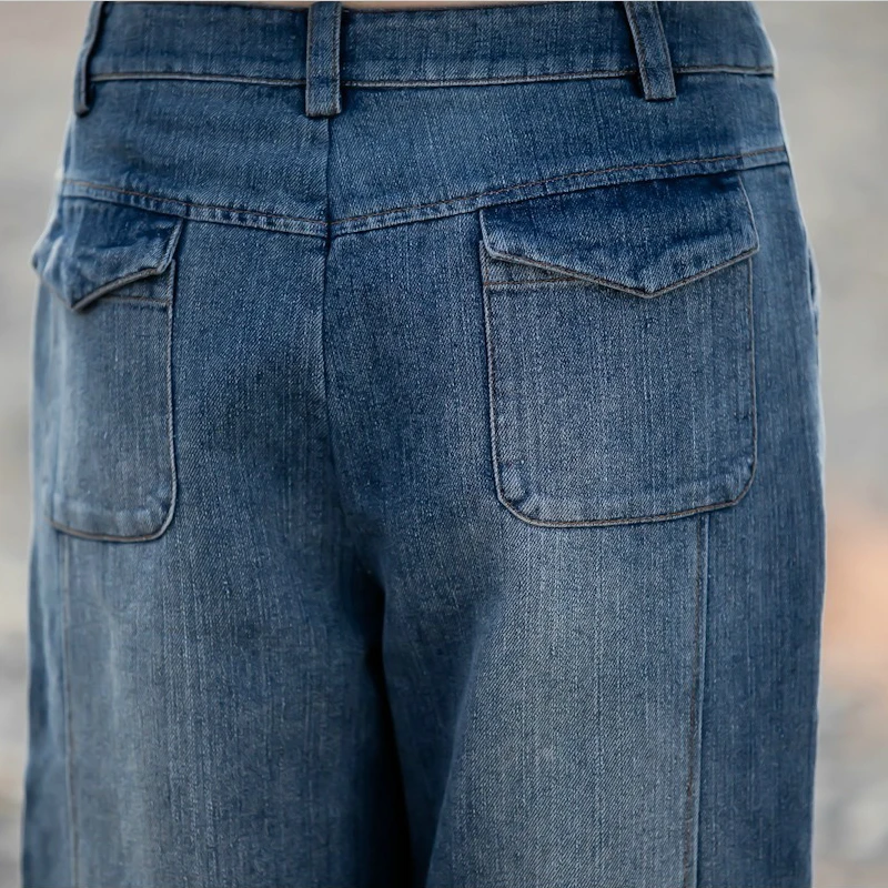 Boyfriend Jeans For Women Bleached Blue Mid Waist Loose Denim Mon Jeans Female Wide Leg Pants Trousers Vaqueros Mujer