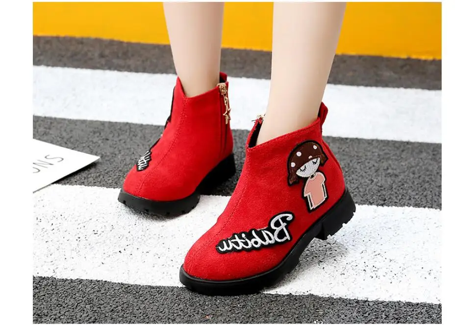 Winter Girl Shoes Soft Princess Shoes Short Boots Baby Shoe Cartoon Children Snowfield Leather Martin Boots Children Shoes