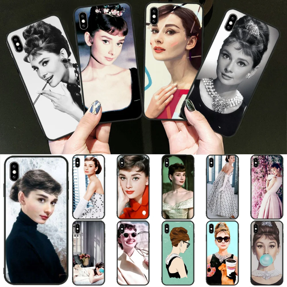 

LJHYDFCNB Audrey Hepburn Black TPU Soft Phone Case Cover for iPhone 11 pro XS MAX 8 7 6 6S Plus X 5 5S SE XR cover