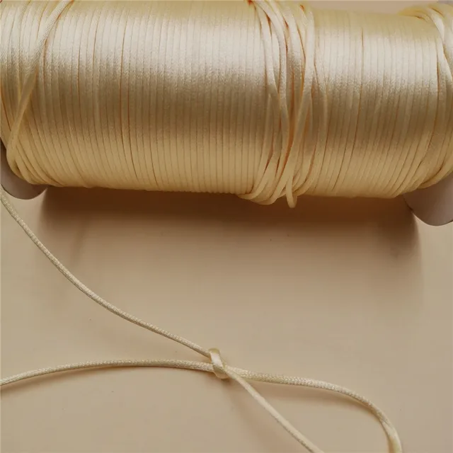 2MM  Chinese Knot Line Cord Silk Satin Nylon Cord 35colors for DIY String Necklace Bracelets 20meters Lot Ivory 520