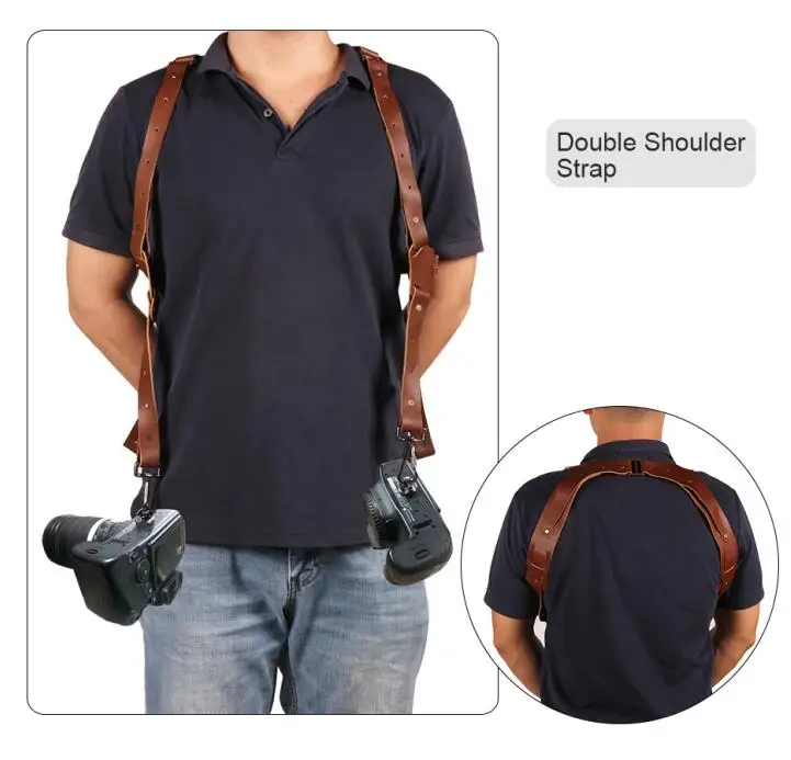 double shoulder DLSR ремень для камеры кожаный одиночный двойной плечевой ремень для камеры Открытый розовый наковальня Индия Эрл камера жгут для DSLR Canon Nikon - Цвет: double shoulder