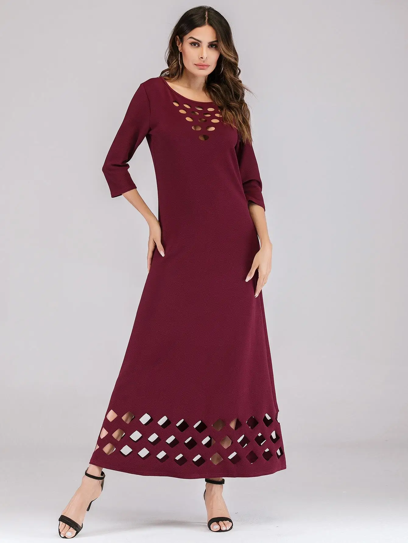Модное женское длинное мусульманское платье макси abaya арабское коктейльное платье для вечеринки Jilbab исламский халат одежда Открытое платье Повседневная мода