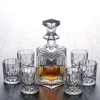 

7 Pcs Set Creative Crystal Glass lead-free home bar Whiskey Decanter Set with 6 Pcs old fashioned Whiskey glass