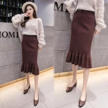 Fa902 новинка осень зима женская модная повседневная сексуальная юбка kawaii размера плюс вязаная юбка harajuku