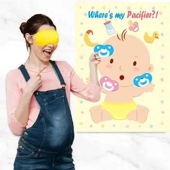 베이비 샤워를 위한 아기 게임에 젖꼭지 고정 어린이 생일 파티 용품, 대형 베이비 샤워 게임 포스터 24 젖꼭지 스틱