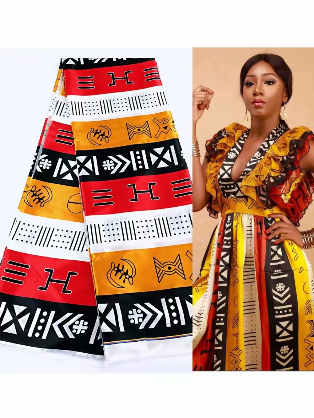 African Fabric Women Dress African Silk Fabric Hot Selling Satin Silk For Garment Sewing 5Yards