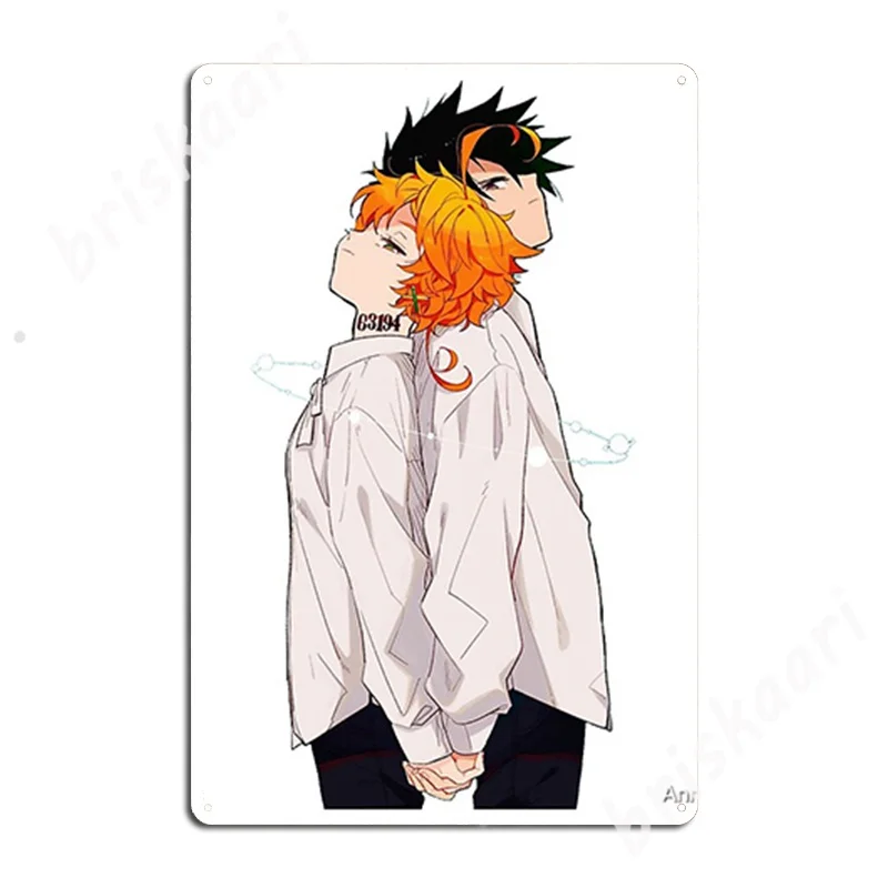 

The Promised Neverland , Cute Ray X Emma Metal Signs Plaques Kitchen create Club Party Tin sign Posters