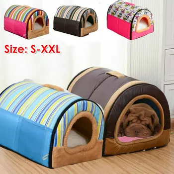 

Winter Pet House Dog Bed Tent Shape Foldable Dog Cat Bed Washable Nest For Small Medium Dogs Portable Travel Kennel Pets Basket