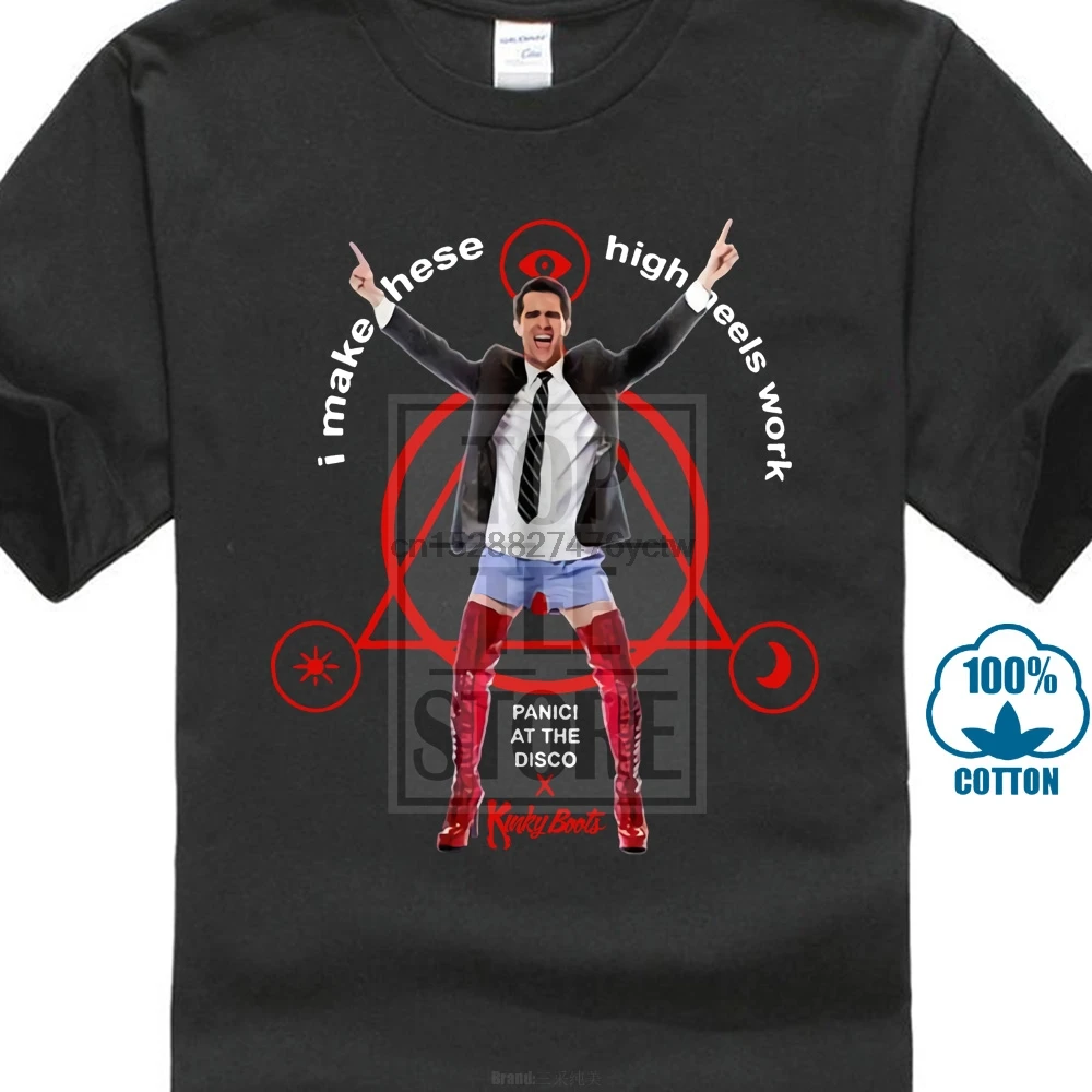 Новинка необычные ботинки Brendon Urie Panic At The Disco MenBlack футболка Размеры S до 4Xl | Мужская