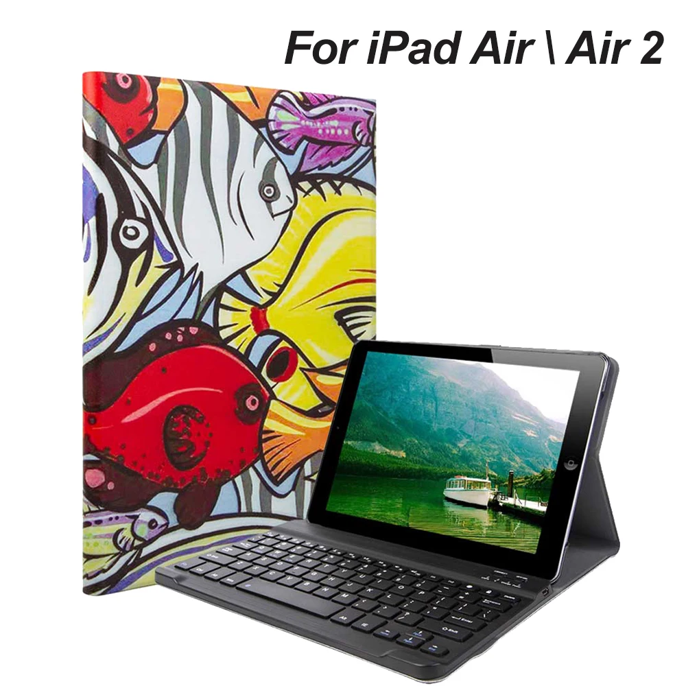 Чехол для планшета с клавиатурой для iPad 9,7 Air 2 с принтом из искусственной кожи, беспроводной Чехол для клавиатуры для iPad Pro 9,7, противоударный чехол - Цвет: fish Air 1 2
