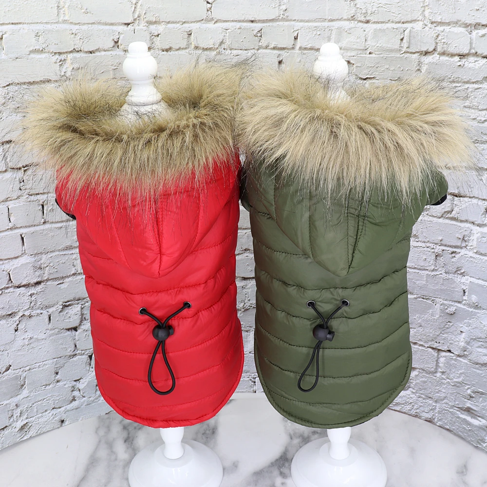 Теплая одежда для собак пальто с капюшоном меховая домашних животных