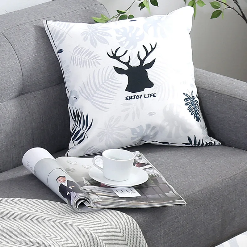 

Nordic Style White Elk Deer Cushion Cover Flamingo Pink Pillow Cover for Sofa Home Decor Decorative Pillowcase 45x45cm