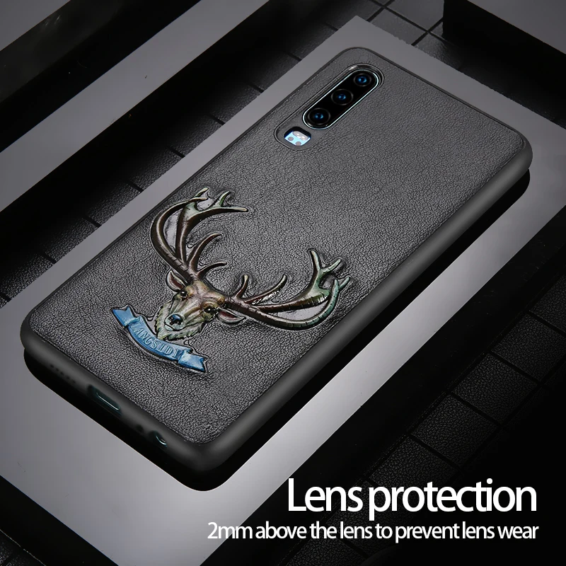 

LANGSIDI Genuine leather non-slip phone case For Huawei P30 P20 PRO Original 3D Emboss New Design shockproof fundas Back cover