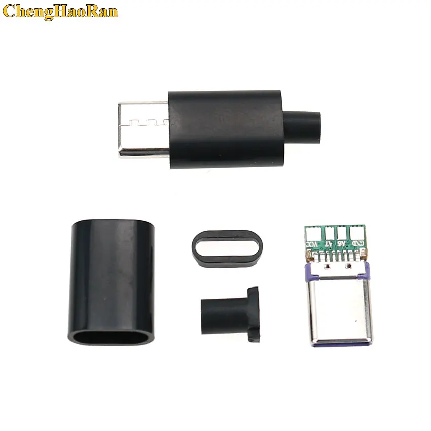 Black ChengHaoRan 2 комплекта DIY USB 3,1 c-тип штекер тип сварки двухсторонняя Вилка Тип C данных и зарядки сварной провод разъем - Цвет: Black