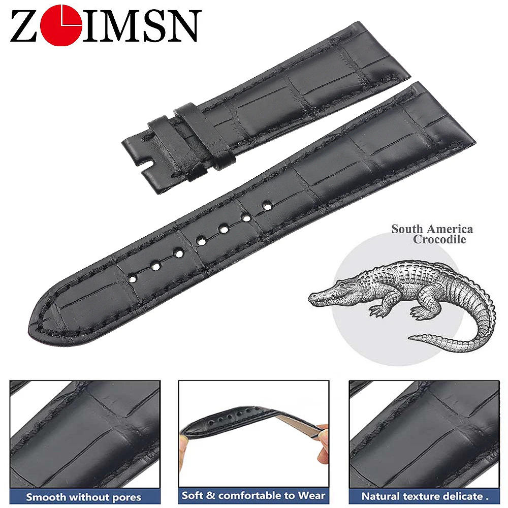 

ZLIMSN Genuine crocodile leather Watch Band 21mm for Patek Philippe 5369G men's and women's watches