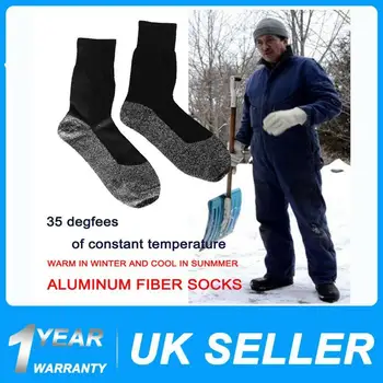 

1pair Aluminized Fiber Temperature Socks Outdoor Activities Winter Mountaineering Ski Socks 35 Degrees Warm Socks Comfort Socks