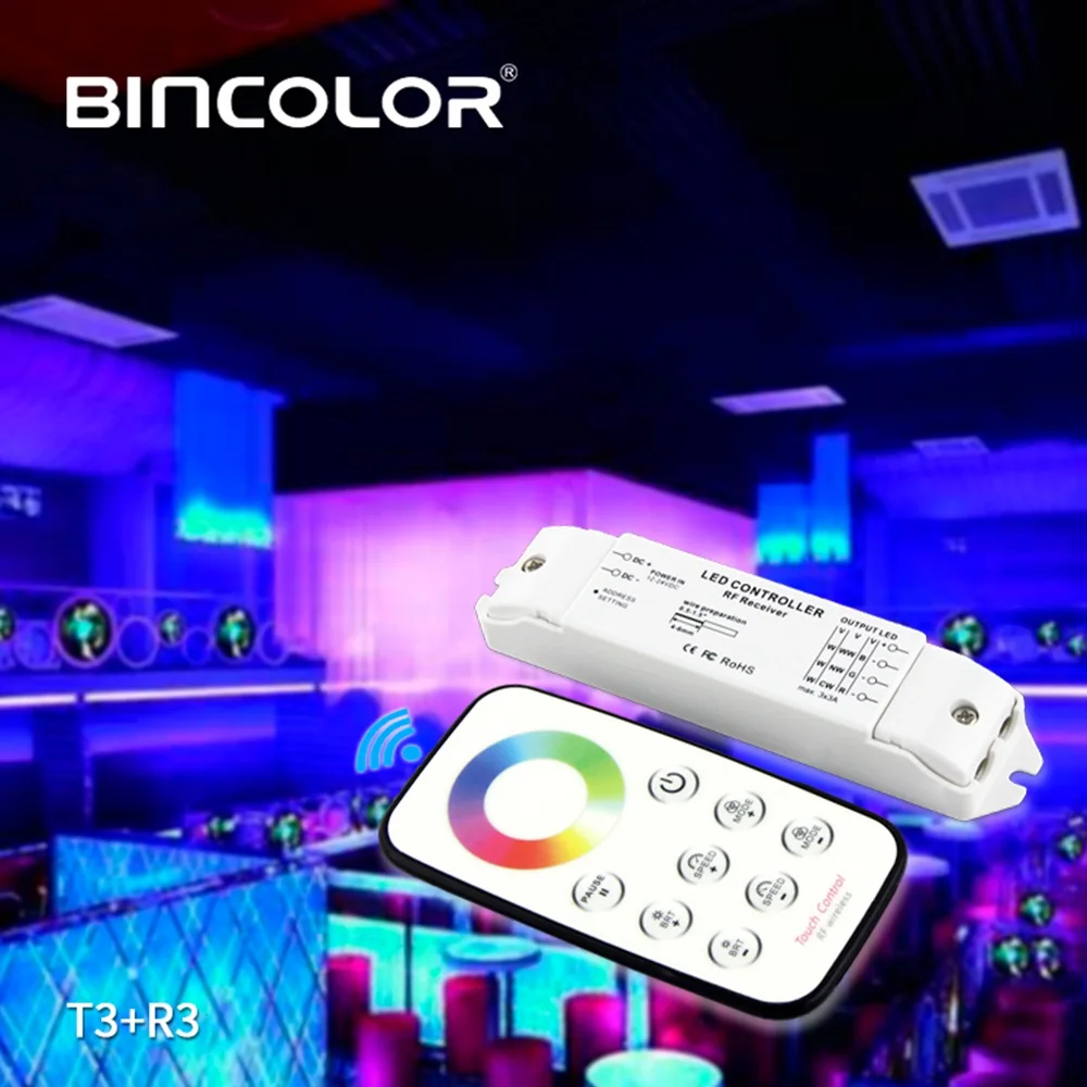 Bincolor T3 Мини RGB RF бесцветный пульт дистанционного R3 приемник контроллер для светодиодной ленты свет лампы DC12-24V