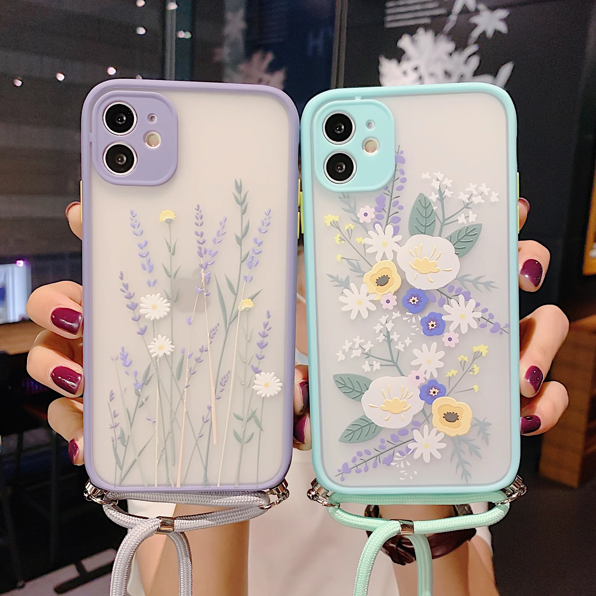 Милые Лавандовые ромашки LACK лента для цветов ожерелье ремешок 11 Pro Max X XS XR 7 8Plus SE
